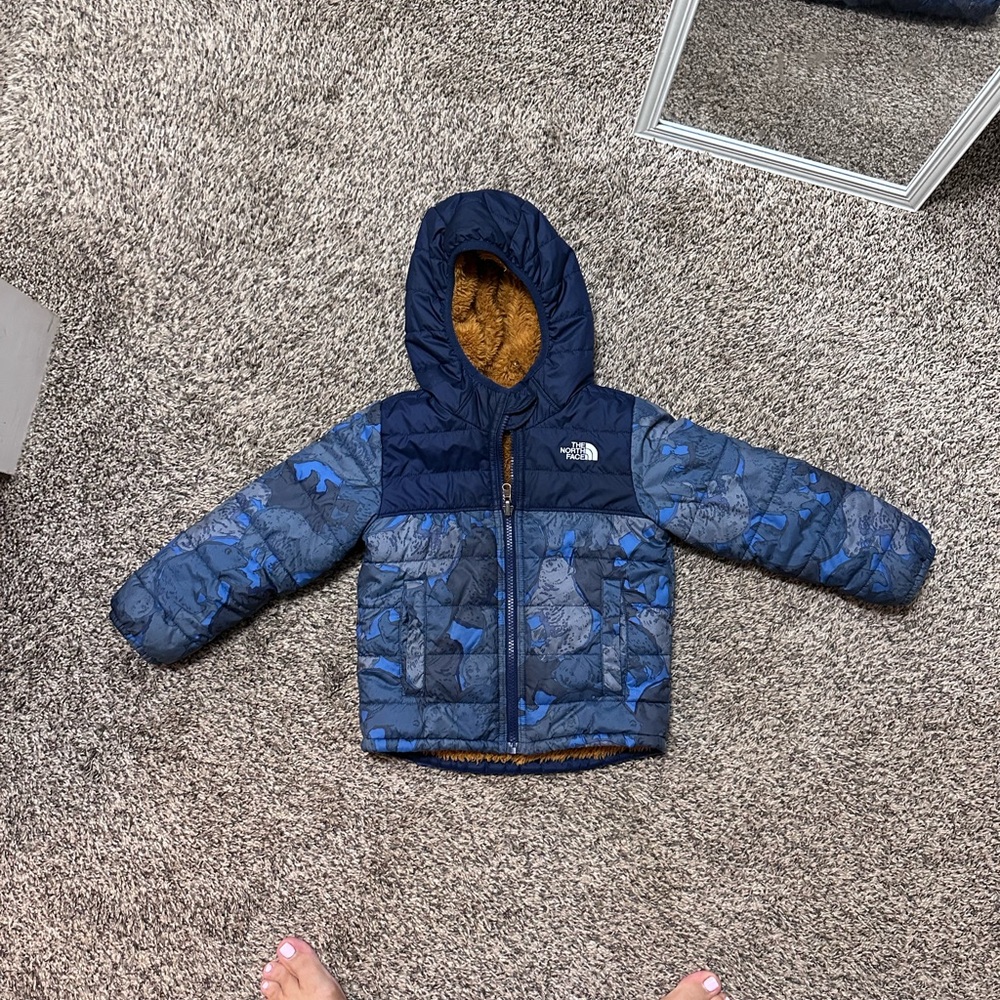 The North Face Navy and Blue Camo Hooded Jacket